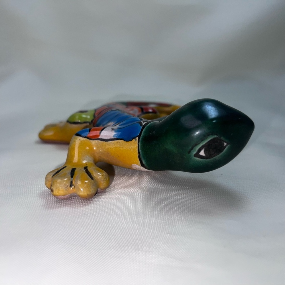 Mexican Folk Art Talavera Pottery Hand Painted Iguana Lizard Bearded Dragon 5” - Picture 6 of 12